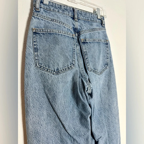 Zara Blue Flare & Wide Leg Jeans with Distressed Details Size 2 - Picture 4 of 5